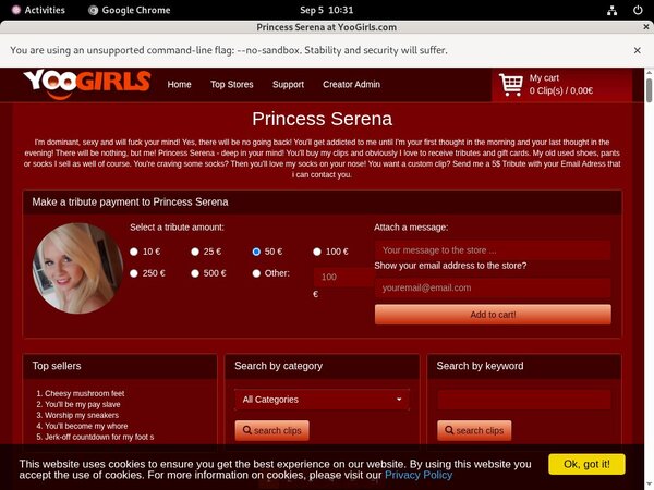 Princess Serena Signup Discount